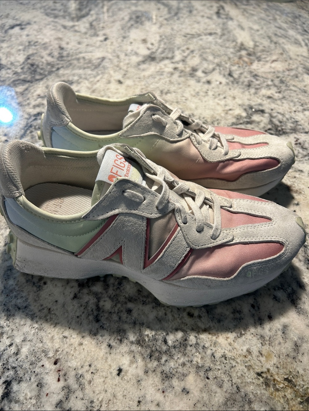 New Balance Women's Pink, Cream & Pale Green Retro Runner Sneakers